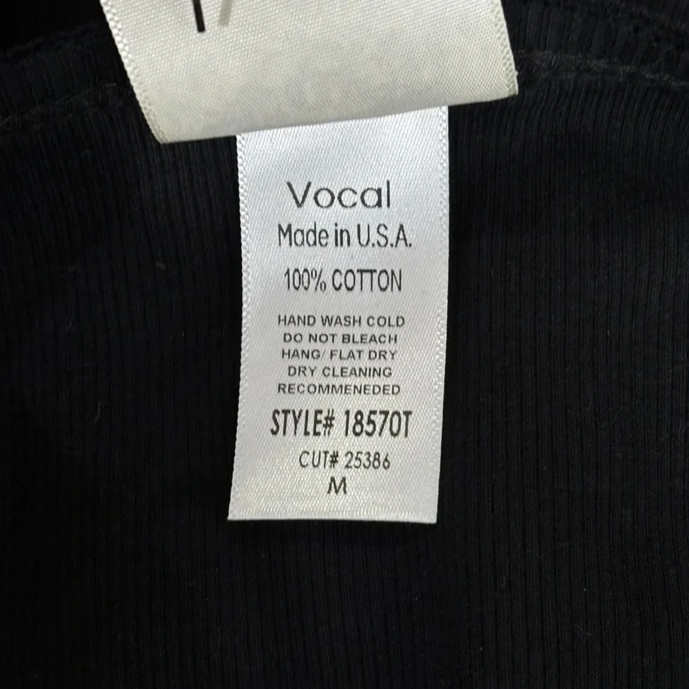 Vocal Black Fringe Sleeve Tank Top. Size Medium - Picture 4 of 5